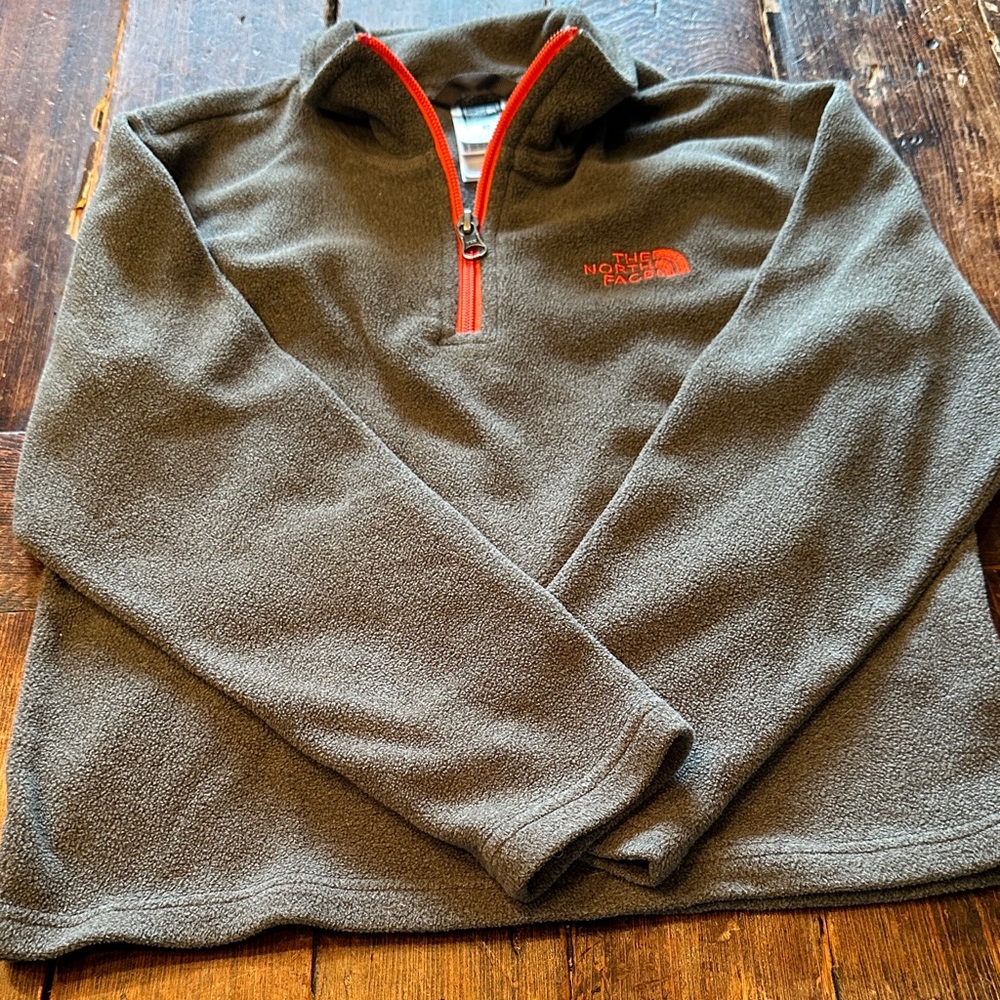 The North Face Charcoal Fleece with Orange Zipper